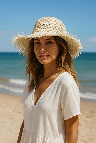 keisy Hand Knitted Straw Premium Black Bucket Hat