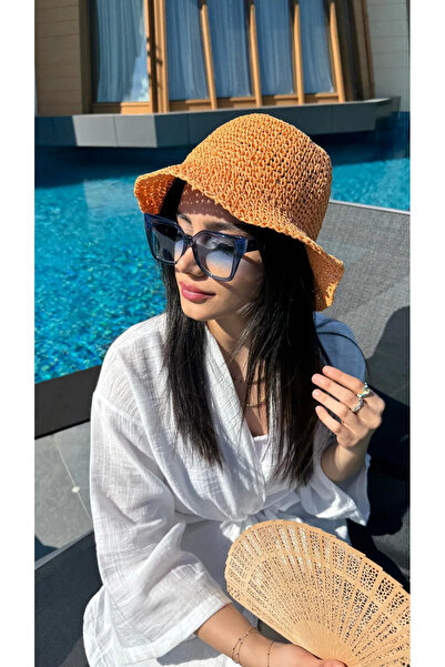 keisy Hand Knitted Straw Premium Black Bucket Hat