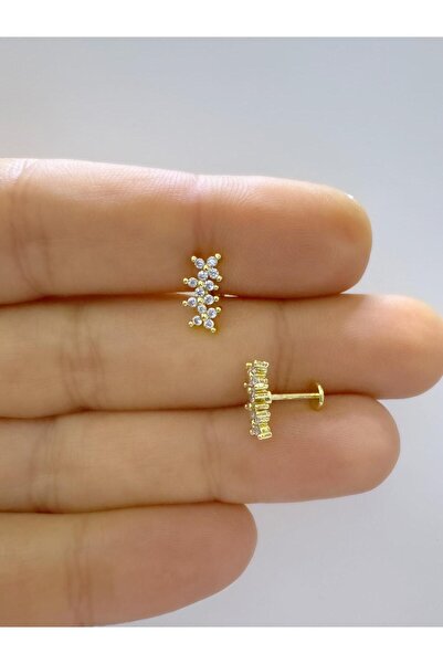 Arescollection 1 adet çelik zirkon taşlı helix tragus conch uyumlu piercing