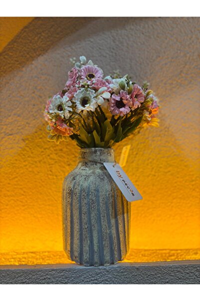 Ekodoğa 20 Cm Toprak Vazo Biblo Elvan Dekoratif Çömlek Süs Obje Karışık Desenli