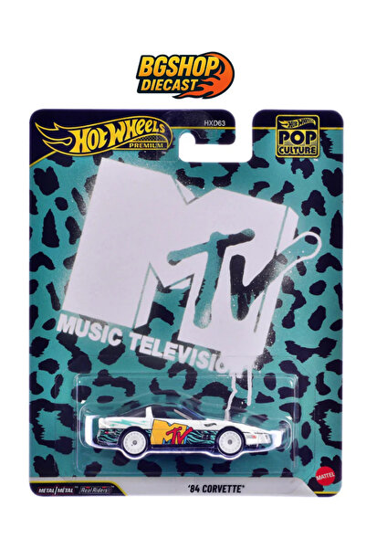 HOT WHEELS 1984 CHEVROLET CORVETTE "MTV" WHITE WITH STRIPES AND GRAPHICS "POP...