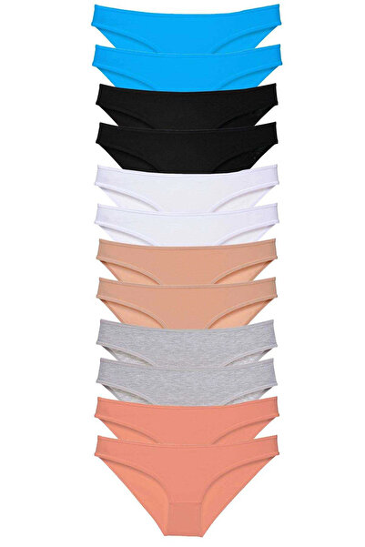 ALFA AKSESUAR 03 12 Pieces Eco Set Lycra Women's Slip Panties Multi Color 4