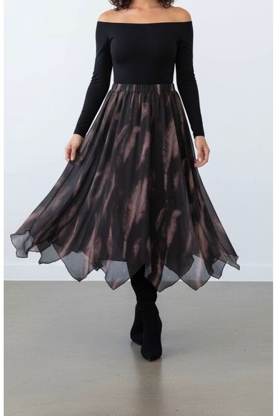 rose tml giyim Women's Long Asymmetrical Lined Chiffon Skirt