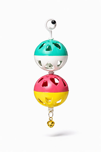 Papağanhane Asmalı Çift Toplu Zilli Kuş Oyuncağı – Renkli, Dayanıklı, Muhabbe...