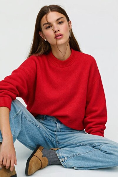 HAKKE Kadın Yumuşak Dokulu Oversize Triko KAZAK