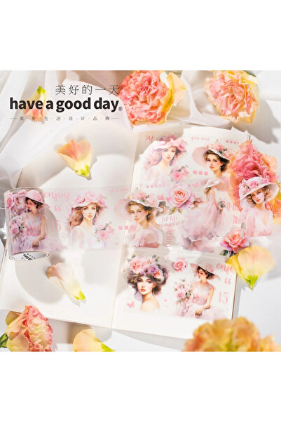 Mona Craftist Şeffaf Pembe Gül Kadın Pet Bant Döngü 5x35 Cm Scrapbook Bullet ...