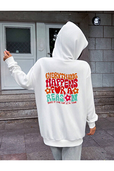 Marco Fresco Women's Colorful Printed Oversized Hooded Sweatshirt