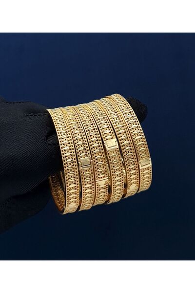 Treasures Gold-plated alternative bangles, 6 pieces, size 17