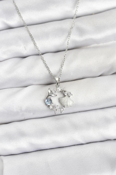 lowell home 316L Steel Chain Silver Color Sea Theme Model Zircon Stone Women'...