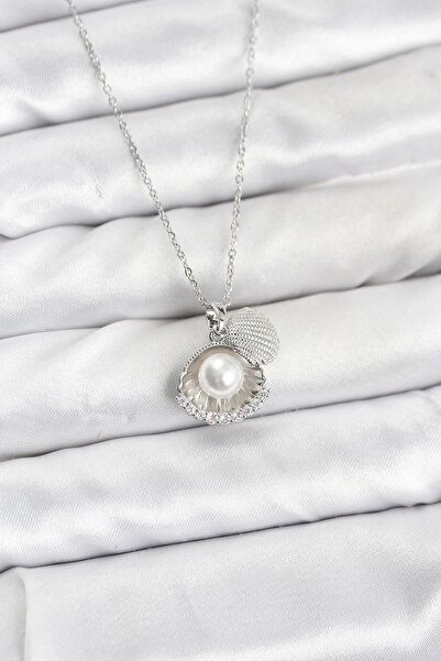 lowell home 316L Steel Chain Silver Color Pearl Sea Shell Model Zircon Stone ...