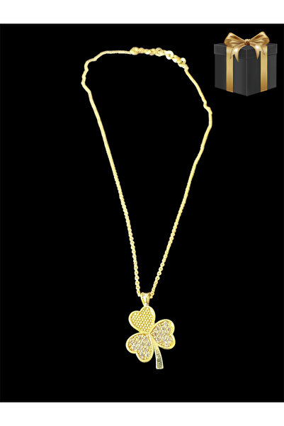 byhulyacolection KALP DETAYLI YONCA Figürlü Gold Renk Kolye–Zirkon Taşlı Şık ...
