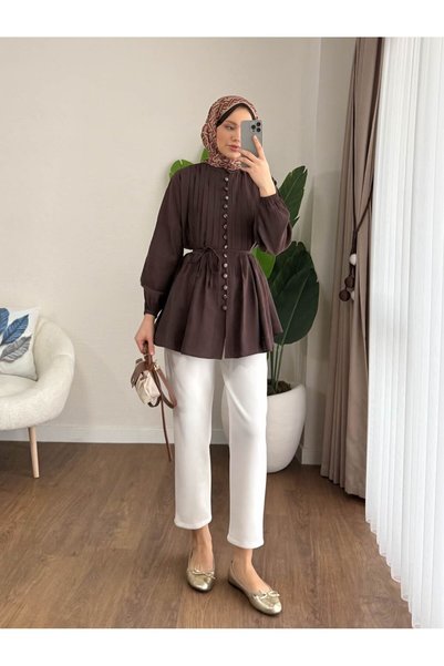 by nursel çiçek قميص نسائي من Tredn Brit بأزرار مضلعة