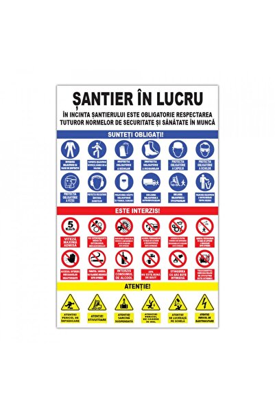 Generic (Unbranded) Indicator de avertizare șantier - PVC 60x90 cm