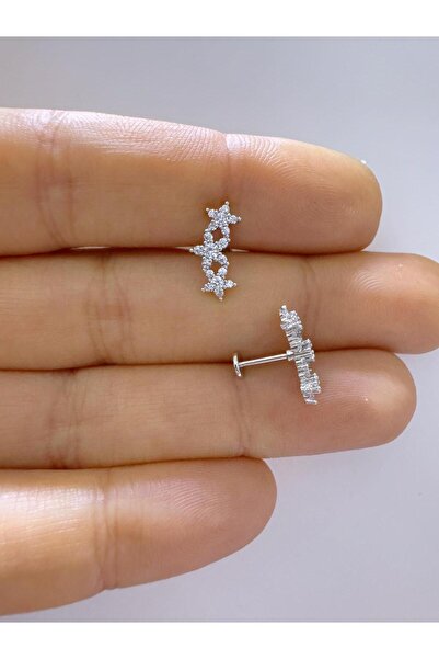 Arescollection 1 adet zirkon taşlı çelik tragus helix lobe conch uyumlu piercing