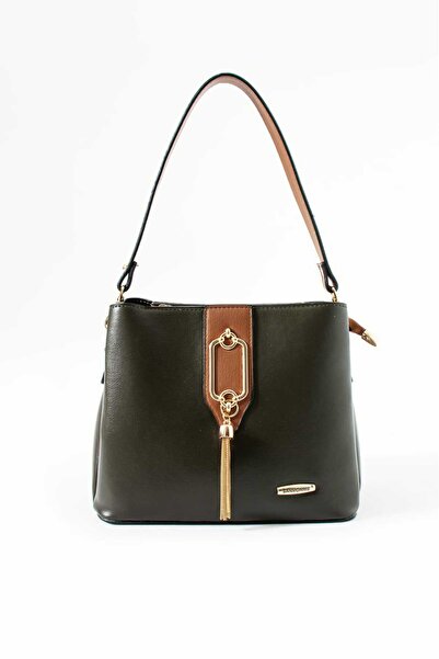 Sanmorris حقيبة كتف بحزام قابل للتعديل مكونة من 3 أقسام، حقيبة كروس بلون كاكي