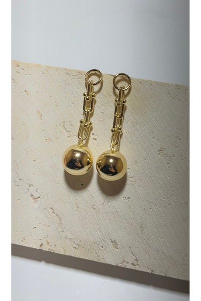 Sivoora Gold Rengi Ataş Model Top Detaylı Küpe