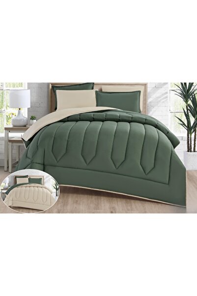 Red Rose Double bed comforter set with a hotel-style design, plain and revers...