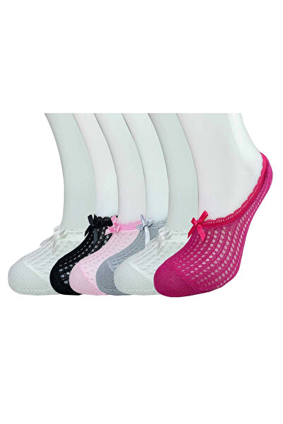 ALFA AKSESUAR 03 6 Pieces of Bow Mesh Women's Ballerina Socks