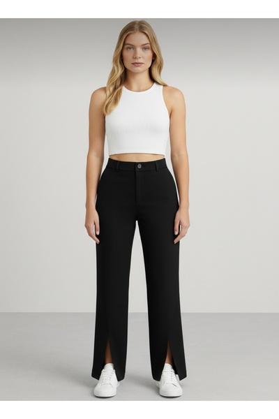 ossons Önü Yırtmaç Detaylı Yüksek Bel Palazzo Pantolon