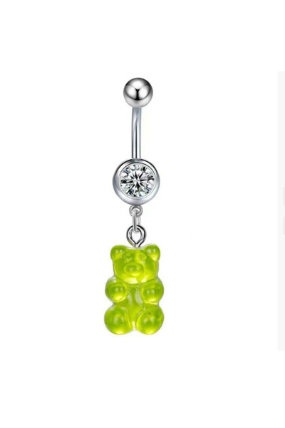 TakıLabirenti Jelibon Ayıcık Göbek Deliği Piercingi-Sallanan Kavisli Barbell ...