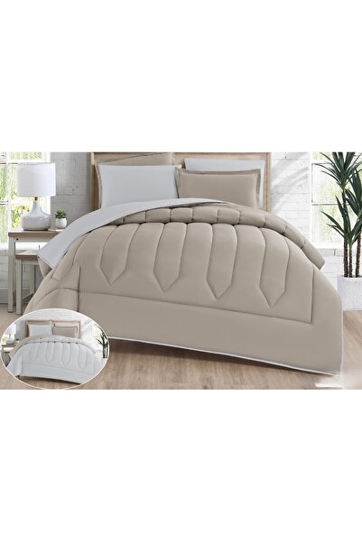 Red Rose Double bed comforter set with a hotel-style design, plain and revers...