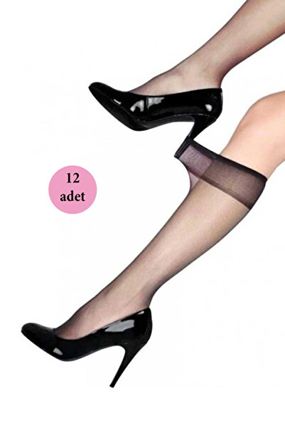 ALFA AKSESUAR 03 12 Pieces Fit Below Knee Socks 15 Denier 500 Black