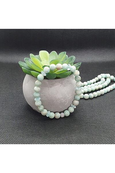 Ezera Brățară pentru femei din pietre de amazonit și cristale rotunde