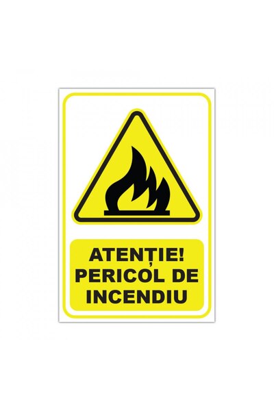 Generic (Unbranded) Semn de avertizare pericol de incendiu, PVC 20x30 cm