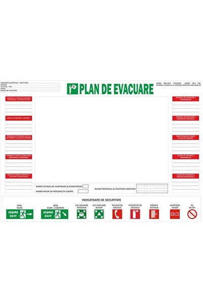 Generic (Unbranded) Autocolant plan de evacuare de urgență 40x30cm