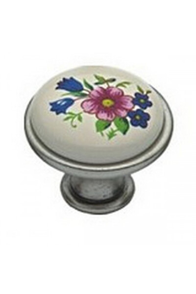 GAMET Metal Button - GP 19 - Silver Porcelain MLK - Spring Flower