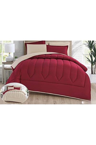 Red Rose Double bed comforter set with a hotel-style design, plain and revers...