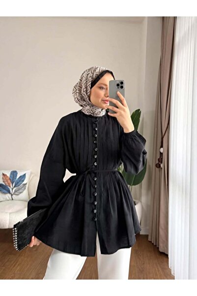 by nursel çiçek Cămașă cu nasturi și nervuri Tredn Brit pentru femei