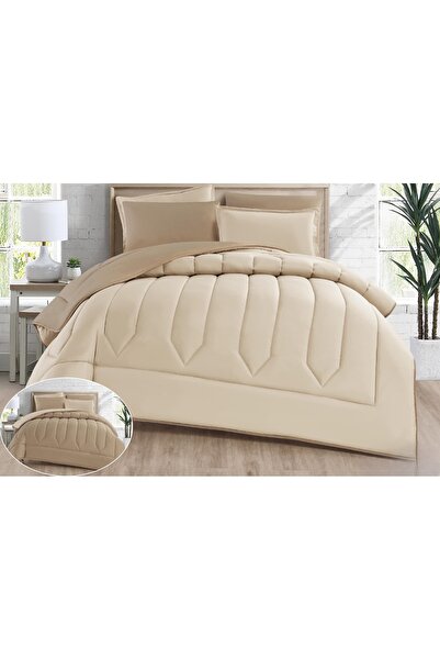 Red Rose Double bed comforter set with a hotel-style design, plain and revers...