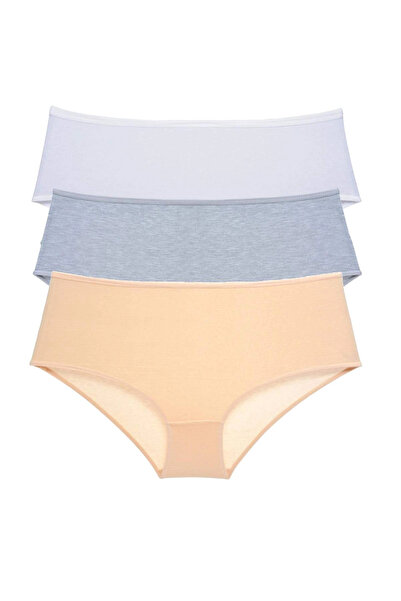 ALFA AKSESUAR 03 Γυναικείο ψηλόμεσο σλιπ Bato 3 τεμαχίων Λευκό Γκρι Επιδερμίδα