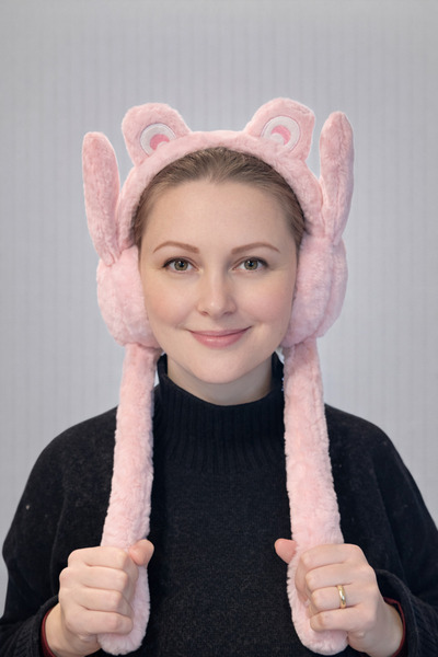 MD Moda Accessories سماعات أذن شتوية من القطيفة على شكل أذن لطيفة