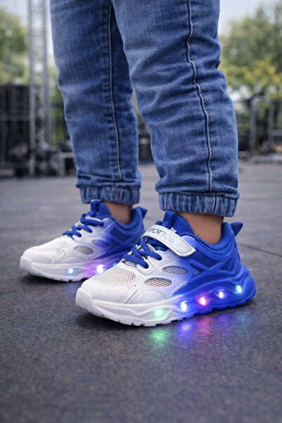 Bebelul Градиентни маратонки, БЕЛИ със синьо, със светлини - Lilka