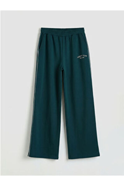 LC Waikiki M1 Sezon Green Printed Wide Leg Women's Sweatpants