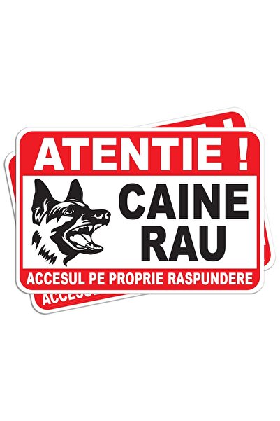 Generic (Unbranded) Set de 2 semne de avertizare pentru câini agresivi, 30x20cm