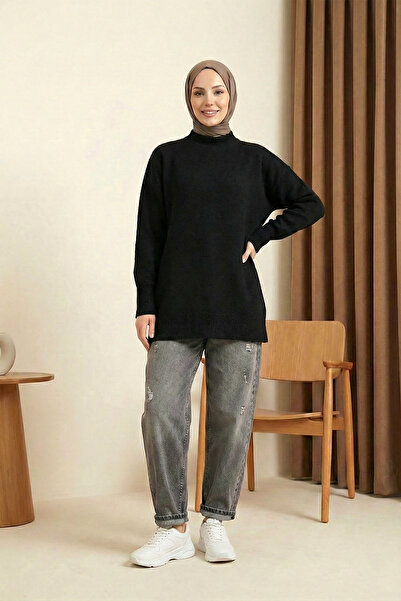 MODAQU Half Turtleneck Soft Knit Sweater - Black