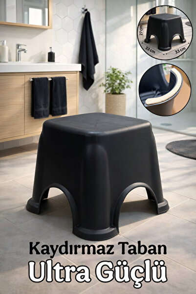 Funny Life Kaymaz Ekstra Güçlü Lüx Çok Amaçlı Beyaz Banyo Taburesi