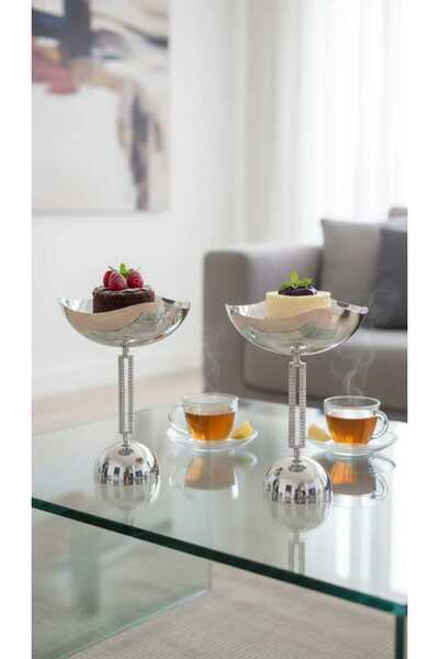 Generic Elegant and versatile 2-piece candy and nut serving stand set