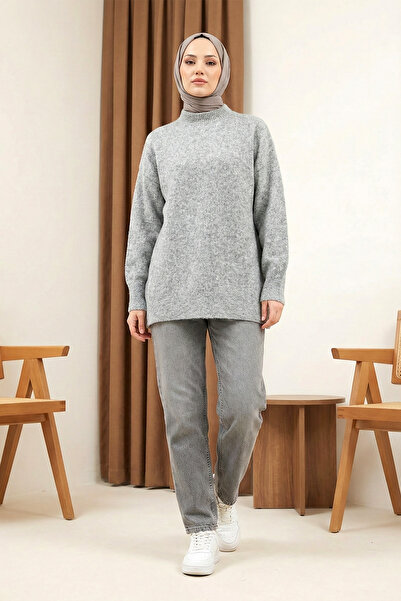 MODAQU Half Turtleneck Soft Knit Sweater - Gray