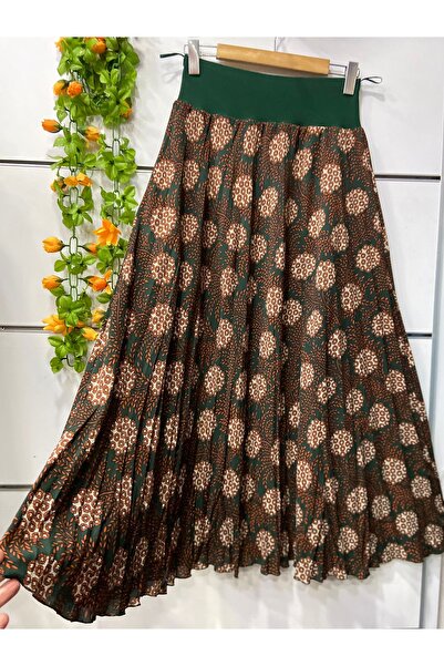 edu collection Patterned Chiffon Bell Skirt with Lining