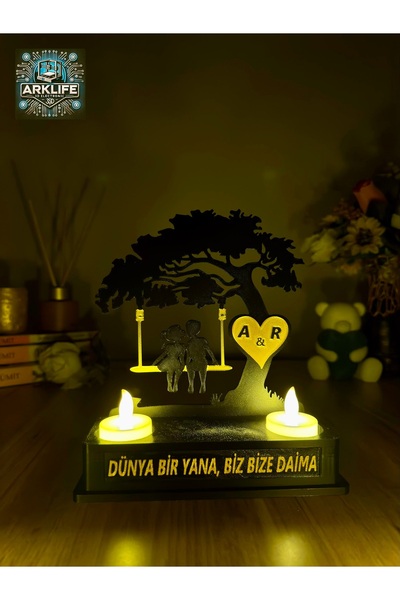 ARKlife 3D Electronic Kişiye Özel Sevgililer Doğum Günü Ev Hediye Led Mumlu M...