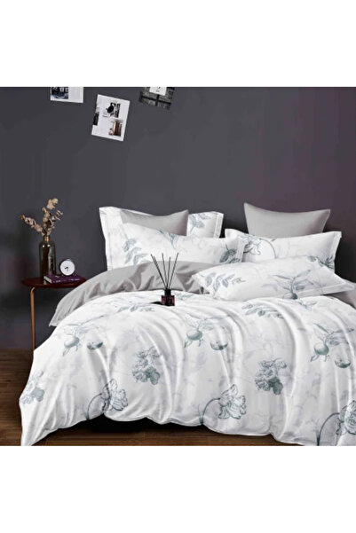 JOJO Cotton Finet Bedding Set 6 Pieces for Double Bed - White with Leaves