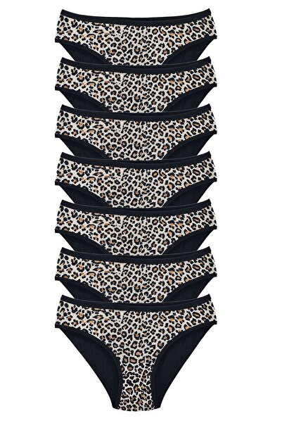 Mestore 7 قطع سراويل داخلية نسائية ناعمة من الليكرا منقوشة بنقشة الفهد