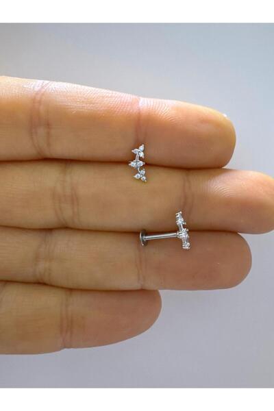 Arescollection 1 adet zirkon taşlı çelik tragus helix conch uyumlu piercing