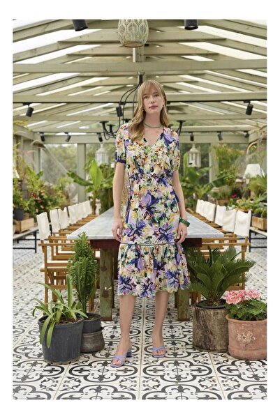 byasafkids 100% Viscose Floral and Leaf Patterned Dress