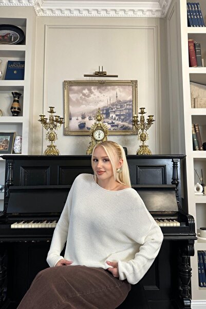 lizge giyim Kayik Yaka Basic Knitwear Sweater