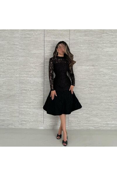 alweshah alahmar short black dress